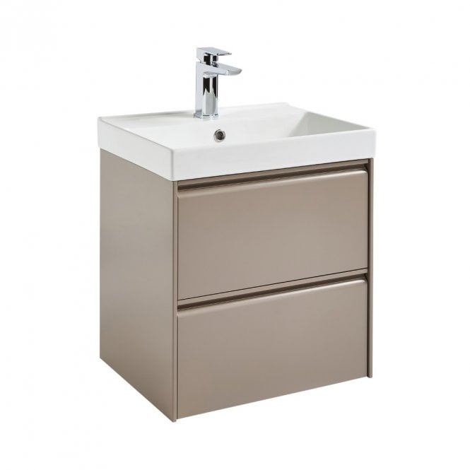 Kartell Moon 500mm Cocoa 2 Drawer Wall Mounted Vanity Unit & Basin