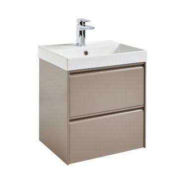 Moon 500mm Cocoa 2 Drawer Wall Mounted Vanity Unit & Basin