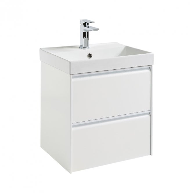 Kartell Moon 500mm Matt White 2 Drawer Wall Mounted Vanity Unit & Basin
