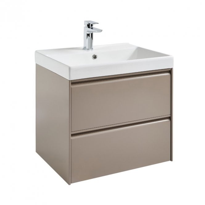 Kartell Moon 600mm Cocoa 2 Drawer Wall Mounted Vanity Unit & Basin