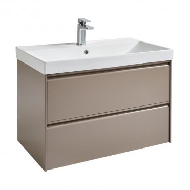 Moon 800mm Cocoa 2 Drawer Wall Mounted Vanity Unit & Basin