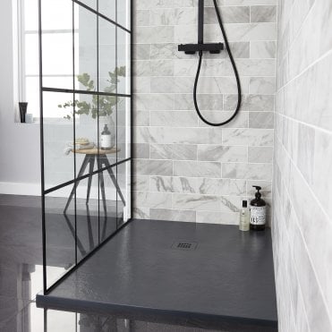 Naturals 1200mm x 900mm Graphite Stone Effect Rectangle Shower Tray