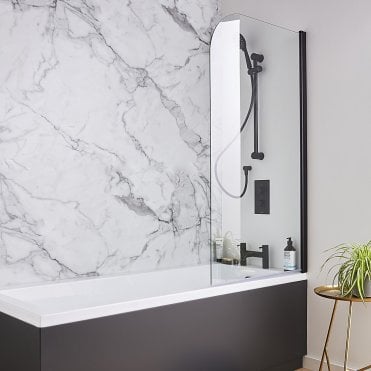 Nero Black 1400mm x 780mm Curved Edge Bath Screen