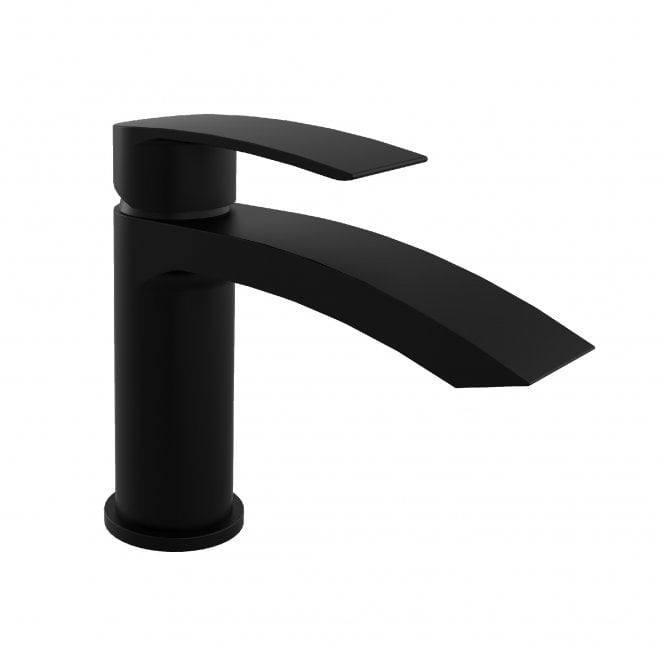 Kartell Nero Curve Black Mono Basin Mixer Tap & Click Waste