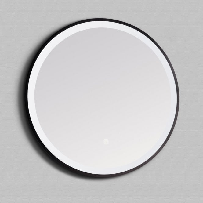 Kartell Nero Round Matt Black 600mm Circular LED Bathroom Mirror with Touch Sensor