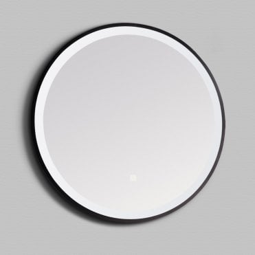 Nero Round Matt Black 600mm Circular LED Bathroom Mirror with Touch Sensor