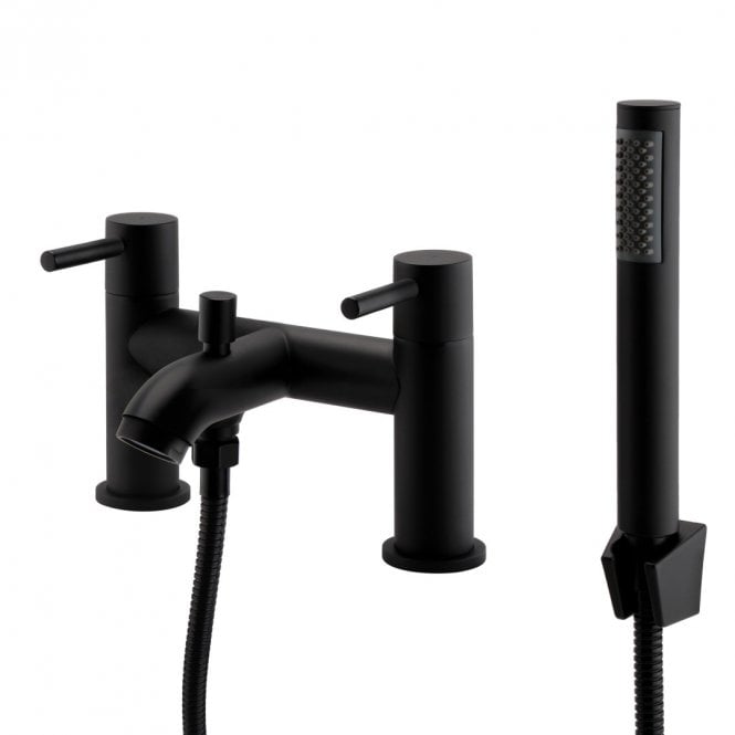 Kartell Nero Round Matt Black Bath Shower Mixer Tap