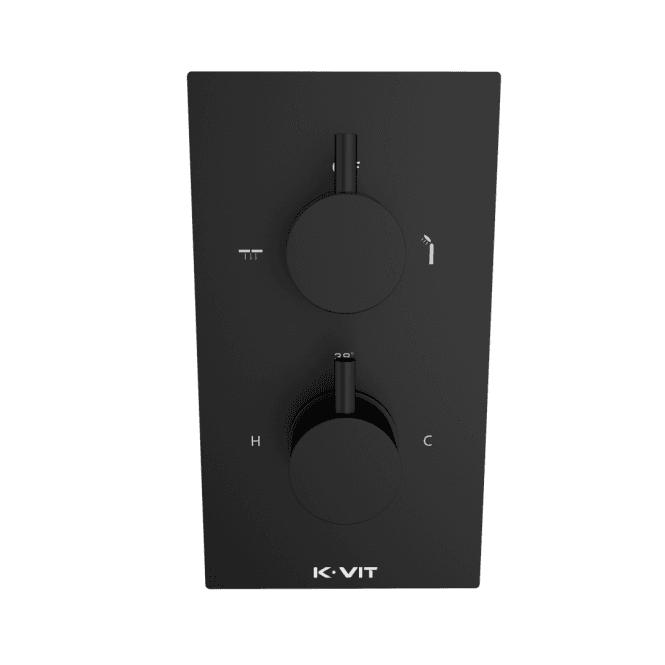 Kartell Nero Round Matt Black Concealed Thermostatic Shower Valve with Diverter