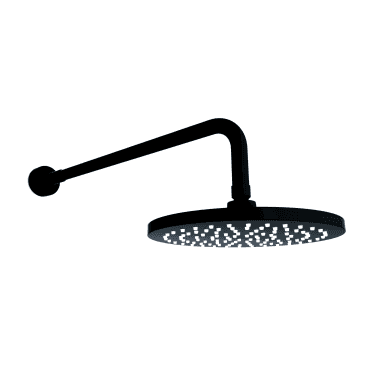 Nero Round Matt Black Drench Shower Head & Wall Mounted Fixed Arm