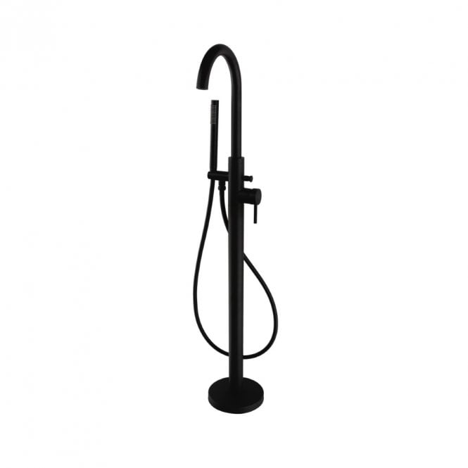 Kartell Nero Round Matt Black Freestanding Bath Shower Mixer Tap
