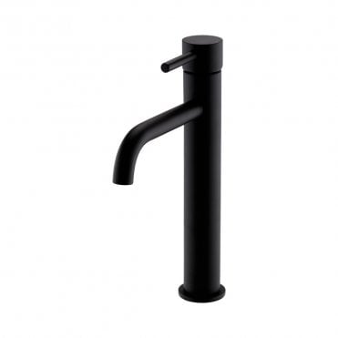 Nero Round Matt Black Hi-Rise Mono Basin Mixer Tap