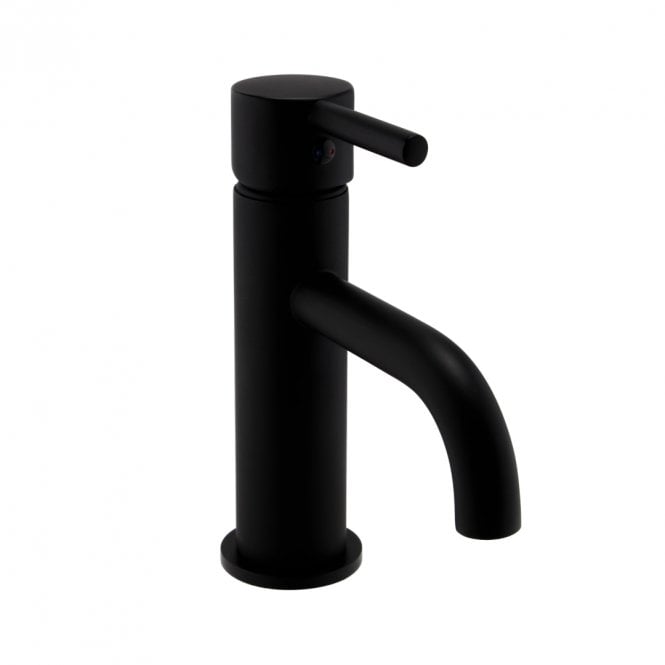 Kartell Nero Round Matt Black Mono Basin Mixer Tap