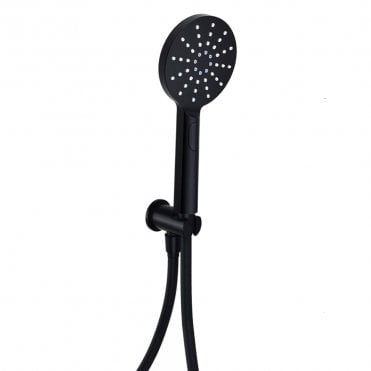 Nero Round Matt Black Wall Bracket with Handset & Hose