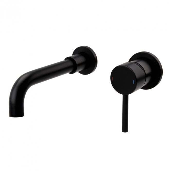Kartell Nero Round Matt Black Wall Mounted Basin Mixer Tap