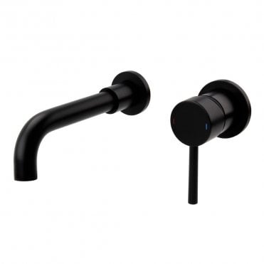 Nero Round Matt Black Wall Mounted Basin Mixer Tap