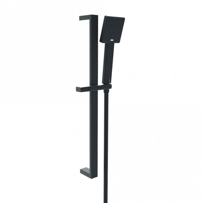 Kartell Nero Square Matt Black Adjustable Slide Rail Kit with Handset & Hose
