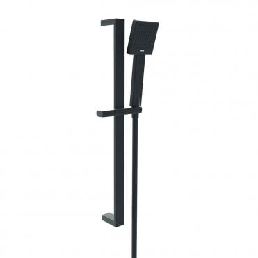 Nero Square Matt Black Adjustable Slide Rail Kit with Handset & Hose