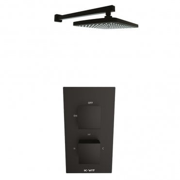 Nero Square Matt Black Concealed Thermostatic Shower with Fixed Square Head