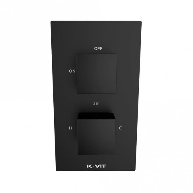 Kartell Nero Square Matt Black Concealed Thermostatic Single Outlet Shower Valve