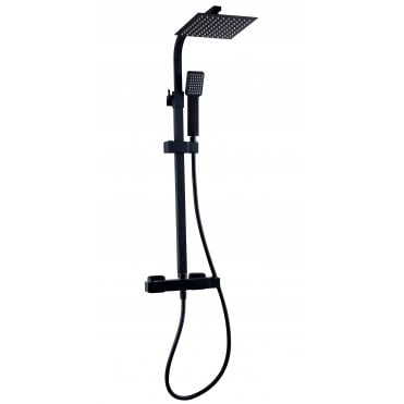 Nero Square Matt Black Thermostatic Bar Shower w/ Drench Head & Handset