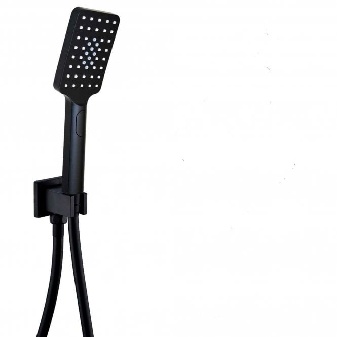 Kartell Nero Square Matt Black Wall Bracket with Handset & Hose