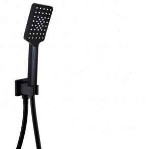 Nero Square Matt Black Wall Bracket with Handset & Hose