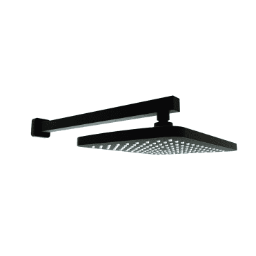 Nero Square Matt Black Wall Drench Shower Head & Wall Mounted Fixed Arm