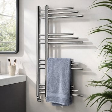 New York Chrome 900mm x 500mm Ultra Modern Designer Heated Towel Rail