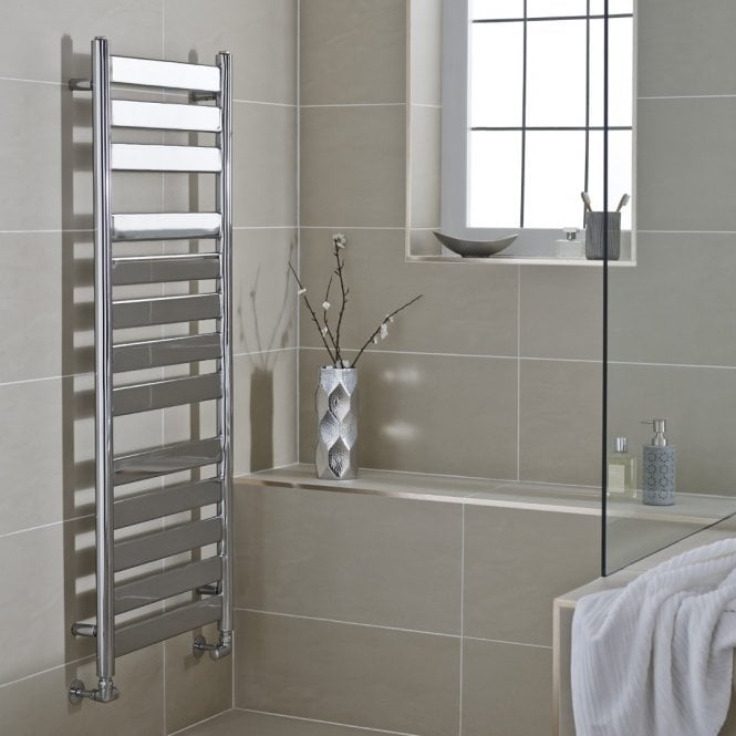 Kartell Newark Chrome Flat Bar Designer Heated Towel Rail