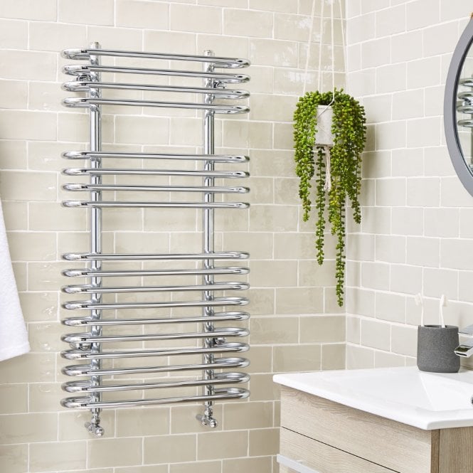 Kartell Oakland Chrome Rounded Bar Designer Heated Towel Rail