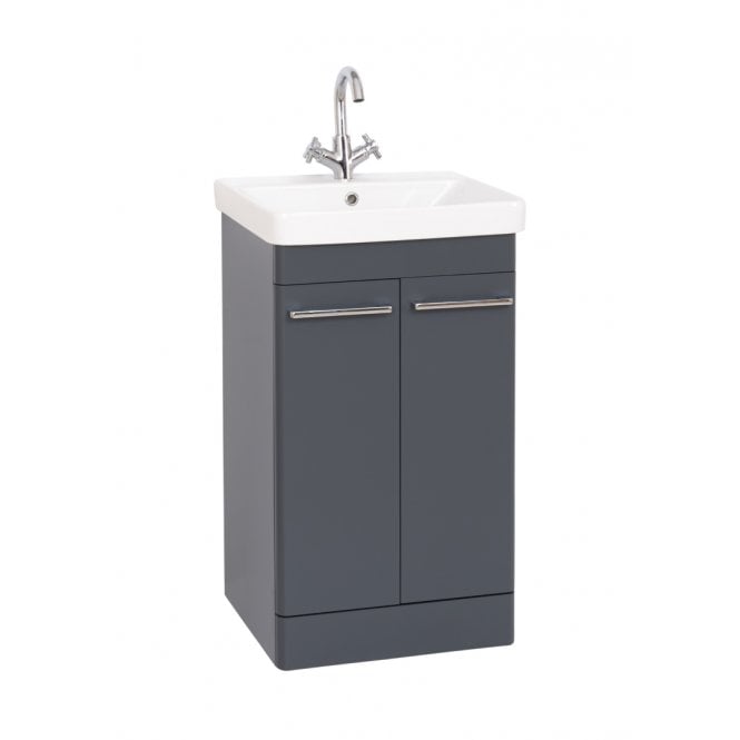 Kartell Options 24 500mm Cool Grey 2 Door Floor Standing Vanity Unit & Ceramic Basin