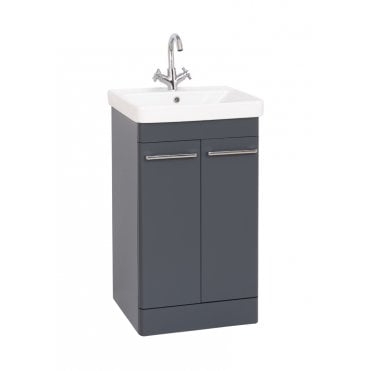 Options 24 500mm Cool Grey 2 Door Floor Standing Vanity Unit & Ceramic Basin