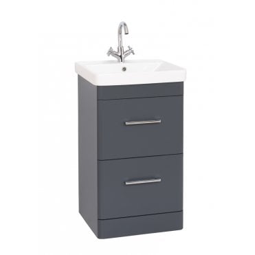 Options 24 500mm Cool Grey 2 Drawer Floor Standing Vanity Unit & Ceramic Basin