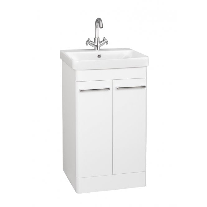 Kartell Options 24 500mm White 2 Door Floor Standing Vanity Unit & Ceramic Basin