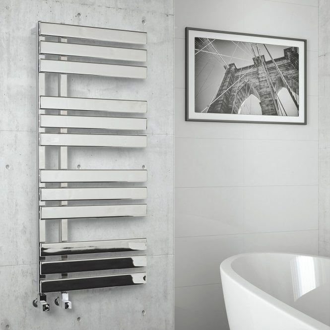 Kartell Oregon Chrome 1180mm x 500mm Modern Style Designer Heated Towel Rail
