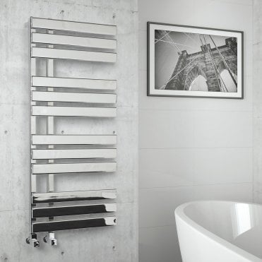 Oregon Chrome 1180mm x 500mm Modern Style Designer Heated Towel Rail