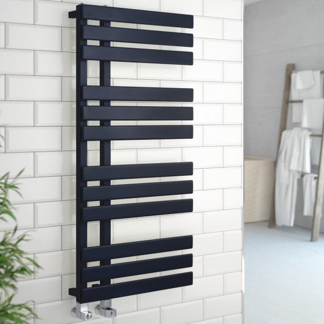 Kartell Oregon Matt Black 1180mm x 500mm Modern Style Designer Heated Towel Rail