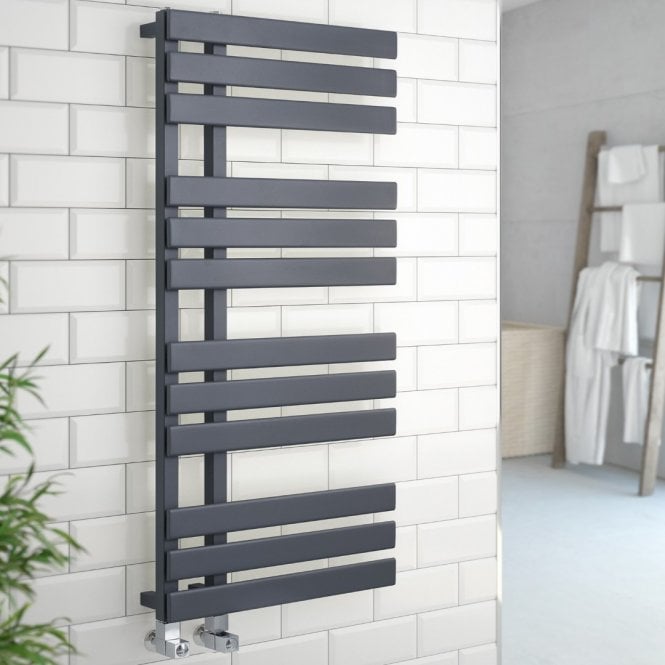 Kartell Oregon Textured Grey 1180mm x 500mm Modern Style Designer Heated Towel Rail
