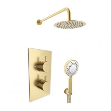 Ottone Brass Concealed Thermostatic Shower Valve Diverter with Hand Shower & Fixed Overhead Drencher