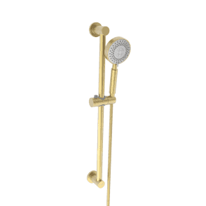 Ottone Brushed Brass Adjustable Slide Rail Kit with Handset & Hose