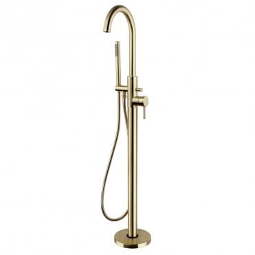 Ottone Freestanding Bath Shower Mixer Tap Brushed Brass
