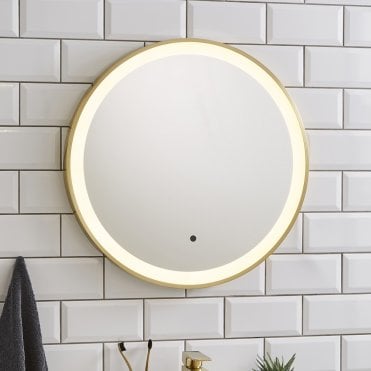 Ottone Round Brushed Brass 600mm LED Bathroom Mirror with Sensor Switch