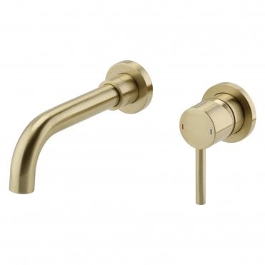Ottone Wall Mounted Basin Mixer Tap Brushed Brass