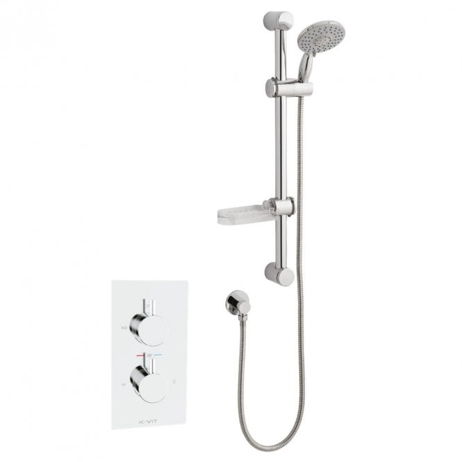 Kartell Plan Chrome Concealed Thermostatic Shower Valve with Adjustable Slide Rail Kit