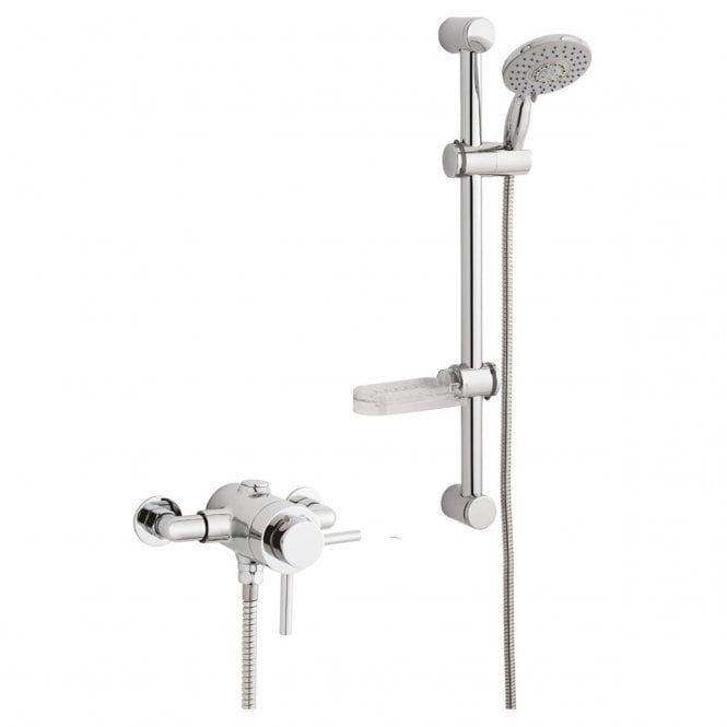 Kartell Plan Chrome Exposed Thermostatic Shower Valve with Adjustable Slide Rail Kit
