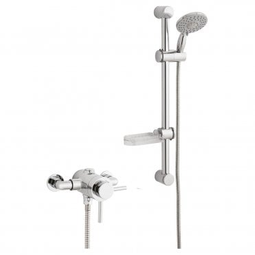 Plan Chrome Exposed Thermostatic Shower Valve with Adjustable Slide Rail Kit