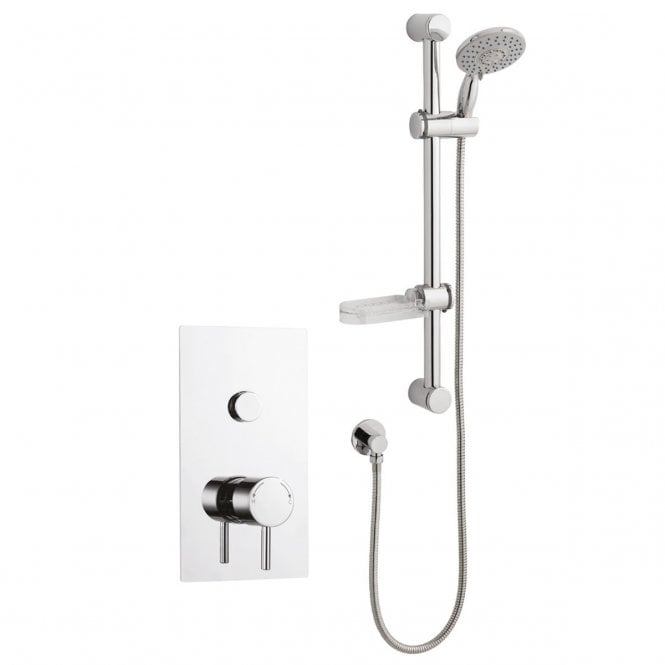 Kartell Plan Chrome Single Round Push Button Concealed Thermostatic Shower Valve with Adjustable Slide Rail Kit