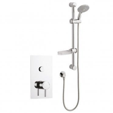 Plan Chrome Single Round Push Button Concealed Thermostatic Shower Valve with Adjustable Slide Rail Kit