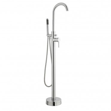 Plan Floor Standing Bath Shower Mixer Tap Polished Chrome