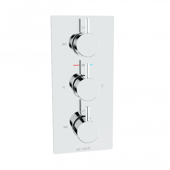 Kartell Plan Triple Concealed Thermostatic Shower Valve Round Handle (2 Way) Chrome